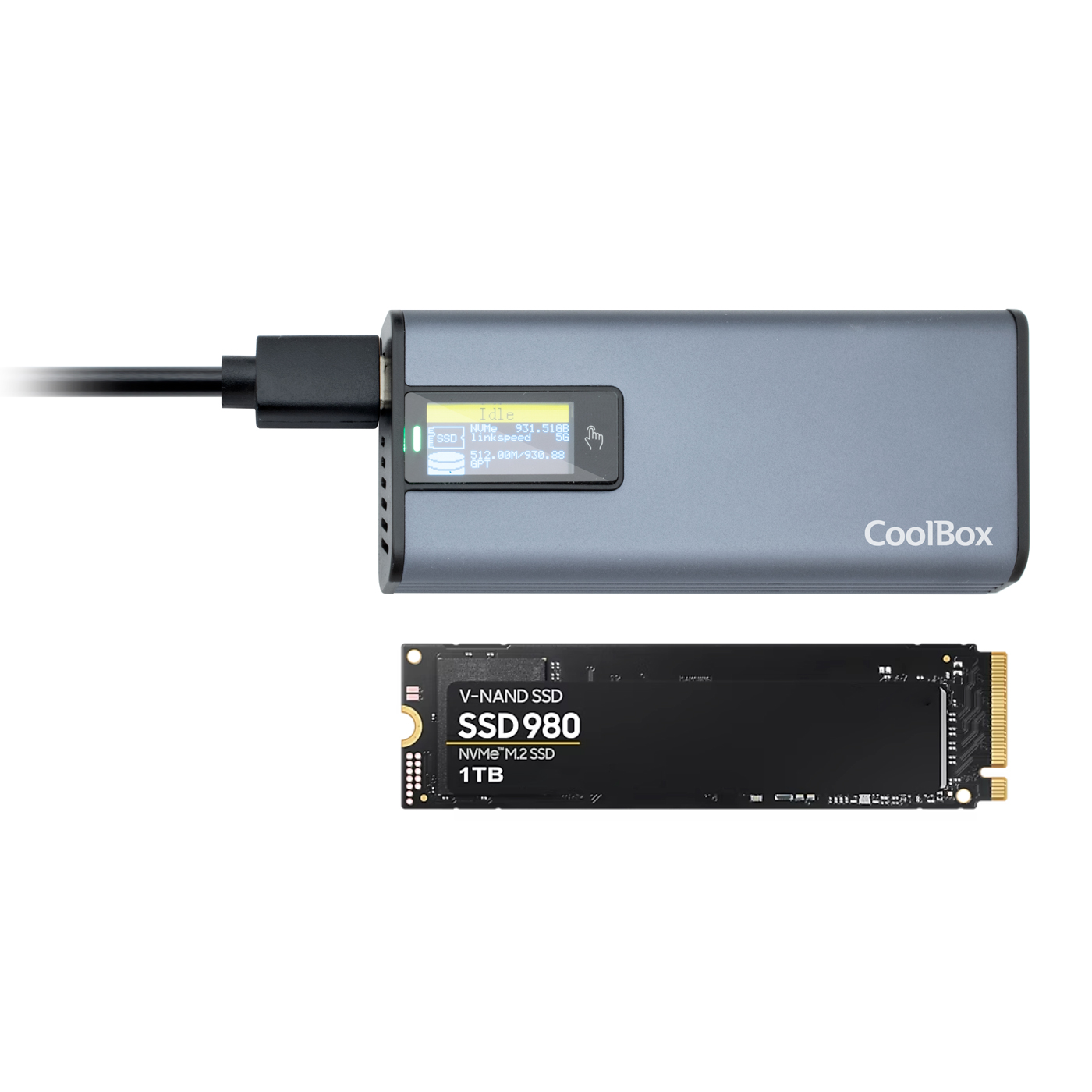 carcasa ssd nvme con pantalla